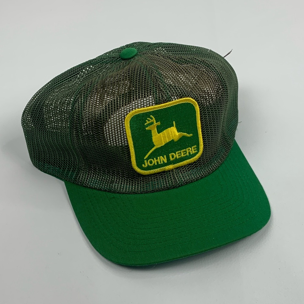 Vintage John Deere Green Mesh Cap Trucker hat Green Yellow New NWT ONE SIZE